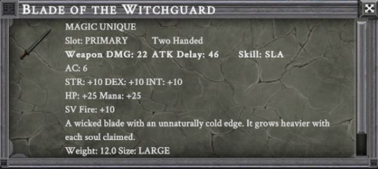 BLADE OF THE WITCHGUARD item card